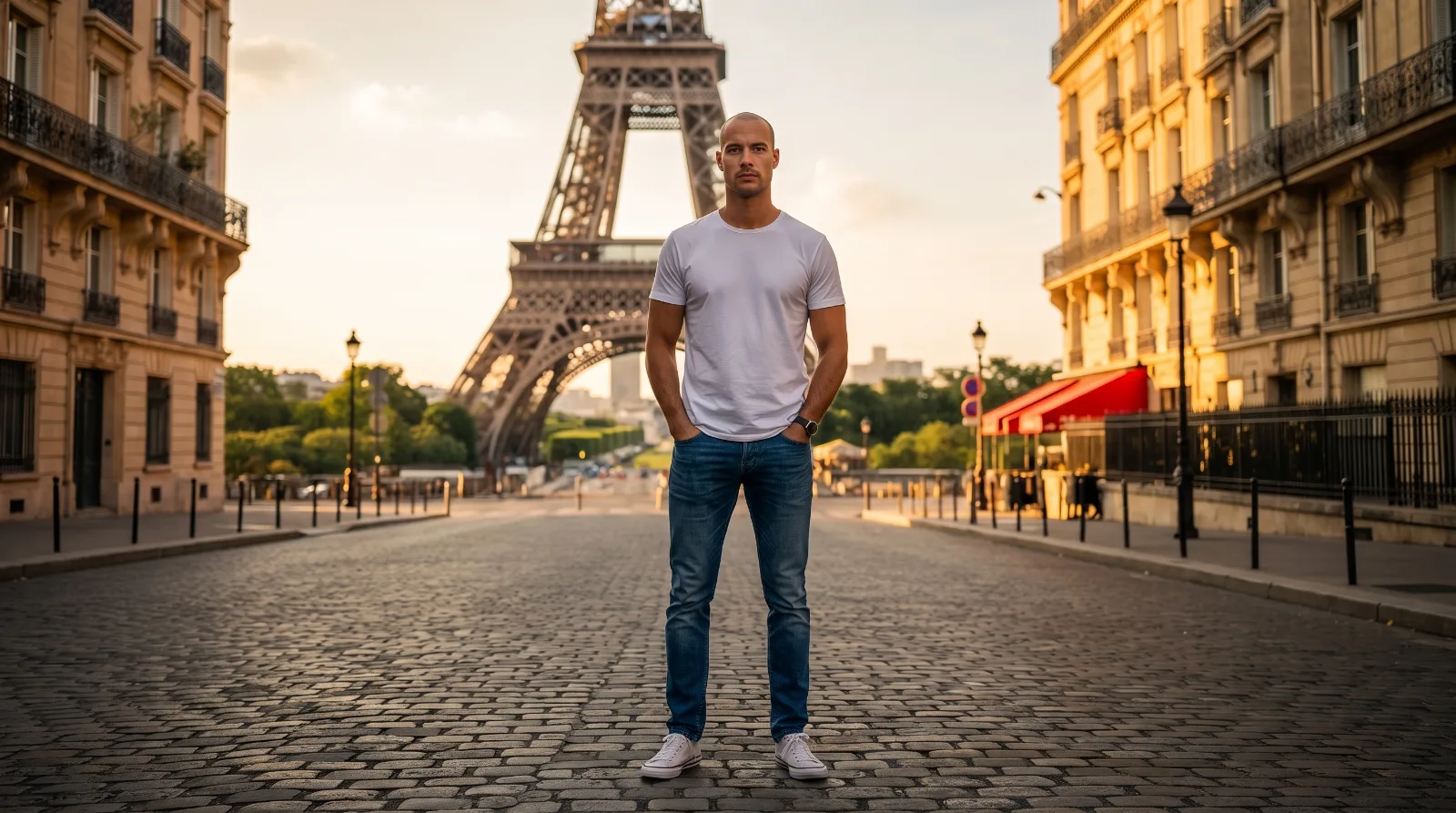 Chris vor dem Eiffelturm in Paris