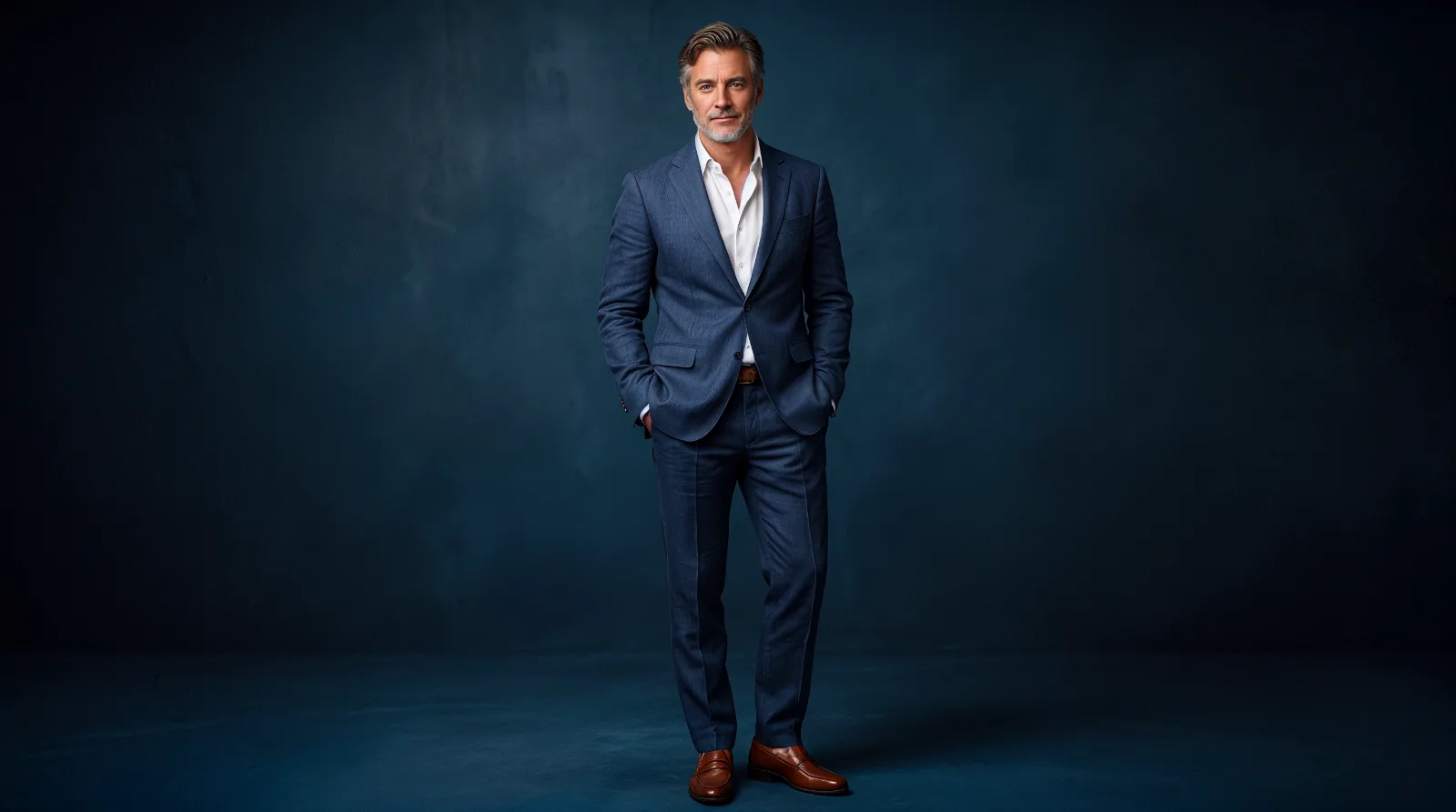 Markus vor tiefblauem Studiohintergrund